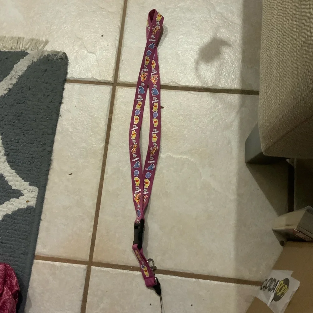 Disney Winnie The Pooh Magenta Cartoon Lanyard For Park ID Cards